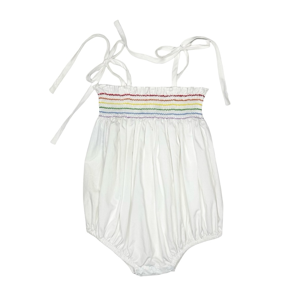Remember Nguyen Vivian Smocked Tie‎ Shoulder Bubble- Rainbow